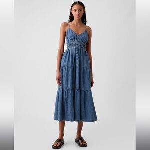 GAP organic cotton denim midi dress